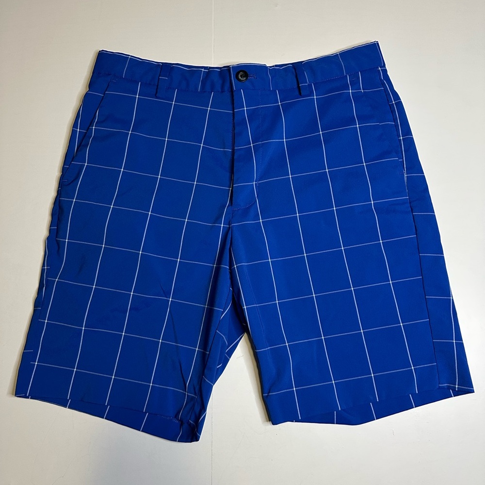 Chaps‎ Golf Shorts Men’s 32 Striped Plaid Blue White Large Athletic